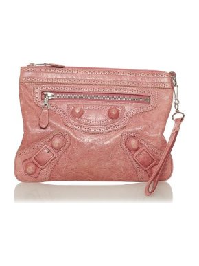 Balenciaga Rose Pink Motocross City Gaint Brogue Pouch