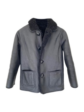 Celine Navy Shearling & Leather Sherpa Jacket
