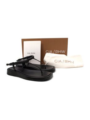 GIA/RHW by Gia Borghini Rosie 3 Black Leather Thong Sandals