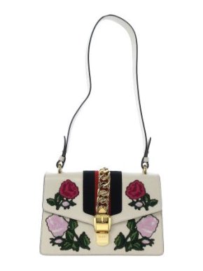 Gucci Ivory Leather Embellished Sylvie Bag