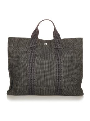 Hermes Vintage Grey Canvas Herline MM Tote Bag