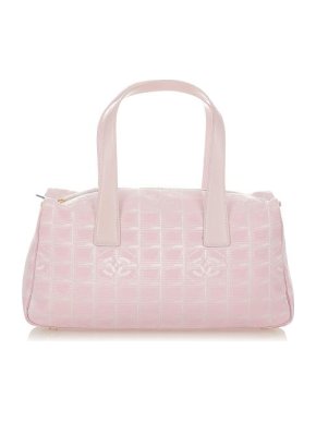 Chanel New Travel Line  Pink Check Nylon Handbag