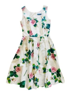 Dolce & Gabbana Tropical Roses White Cotton Dress