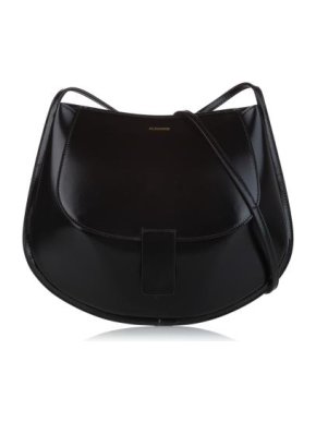 Jil Sander Black Leather Crescent Crossbody Bag