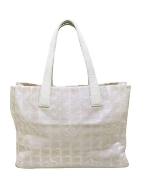 Chanel Vintage White New Line Travel Nylon Tote Bag