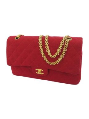 Chanel Red Canvas Double Flap Bag