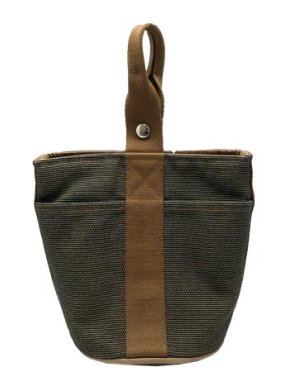 Hermes Vintage Brown Canvas Toile Saxo PM Pouch