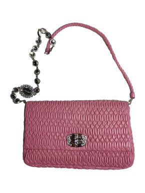 Miu Miu Pink Matelasse Nappa Leather Crystal Strap Bag