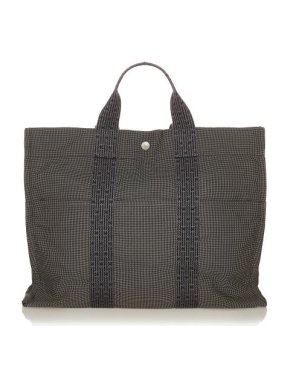 Hermes Vintage Grey Canvas Herline MM Tote Bag