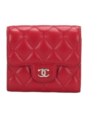 Chanel Red Caviar Quilted Leather CC Flap Wallet