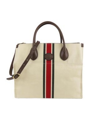 Gucci Cream Canvas Web Tote Bag