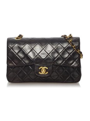 Chanel Vintage Black Leather Single Flap Bag