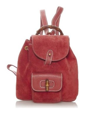 Gucci Red Suede & Bamboo Backpack