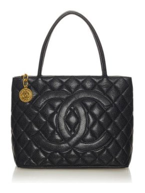 Chanel Black Caviar Quilted Leather Medallion Bag
