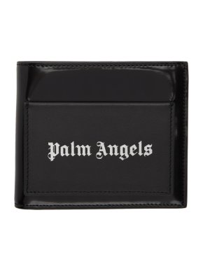 Palm Angels Black Leather Iconic Bifold Wallet