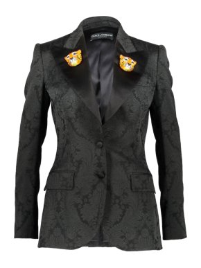 Dolce & Gabbana Tiger Applique Jacquard Black Tailored Jacket