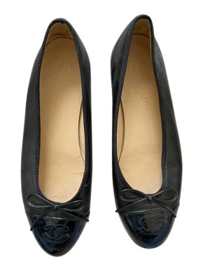 Chanel Black CC Logo Toe Cap Ballerinas