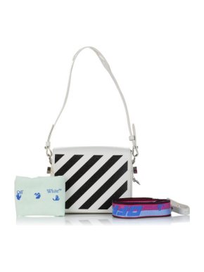 Off-White White Leather Baby Binder Bag