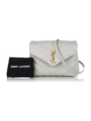 Saint Laurent White Leather Quilted LouLou Toy Bag
