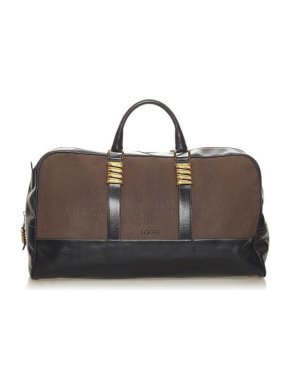 Loewe Velazquez Brown Leather and Canvas Travel Bag