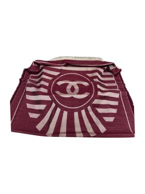 Chanel Burgundy & Beige Cashmere & Silk Shawl