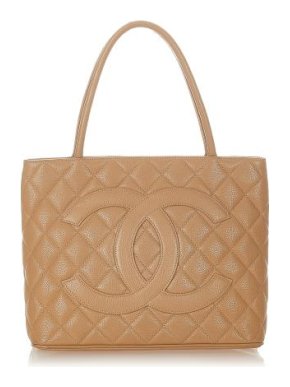 Chanel Vintage Gold Leather Quilted Medallion Leather Tote Bag
