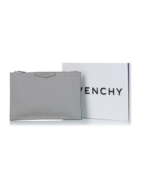 Givenchy Dove Grey Leather Antigona Clutch Bag