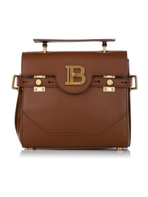 Balmain Brown Leather B-Buzz 18 Bag