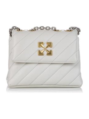 Off-White White Leather Jackhammer 19 Bag