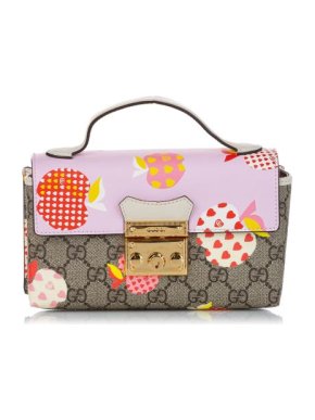 Gucci GG Supreme Strawberry Padlock Crossbody Bag