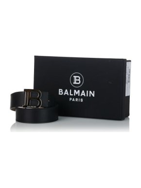 Balmain Black Leather B Buckle Belt 85