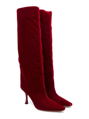 Jimmy Choo Red Velvet Chad Heeled Long Boots