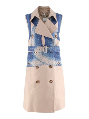 Burberry Honey Cotton Gabardine Mermaid Tail Sleeveless Trench