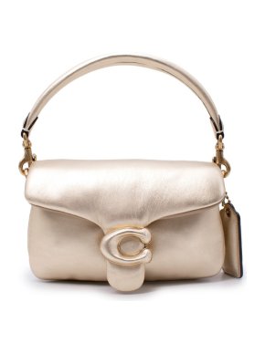 Coach Metallic Pale-Gold Leather Pillow Tabby 18 Bag