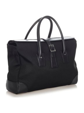 Gucci Black Nylon Leather Trimmed Business Bag