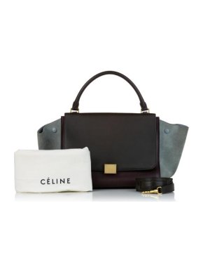 Celine Trapeze Tricolor Leather Satchel