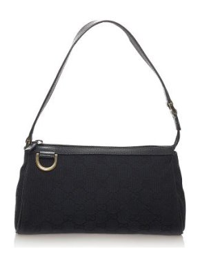 Gucci Vintage GG Black Canvas Baguette