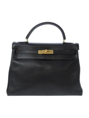 Hermes Black Leather Kelly Retourne 32 GHw