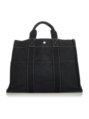 Hermes Vintage Black Canvas Fourre Tout MM Tote Bag
