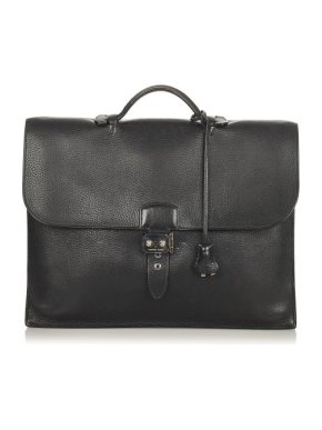 Hermes Black Box Calf Leather Sac a Depeches 38 PHW Bag