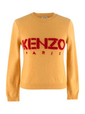 Kenzo Dark Yellow Logo Mohair-Blend Sweater