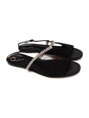 Ghazal Christie Black Suede Crystal Trimmed Sandals