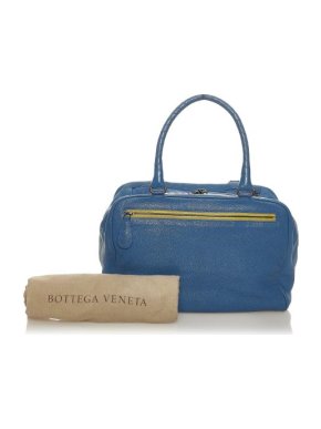 Bottega Veneta Vintage Blue Leather Boston Bag