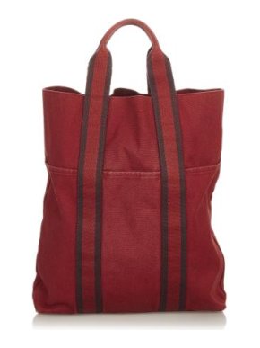 Hermes Vintage Red Canvas Fourre Tout Cabas Tote Bag