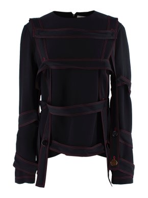 Celine Black Silk Crepe Harness Blouse