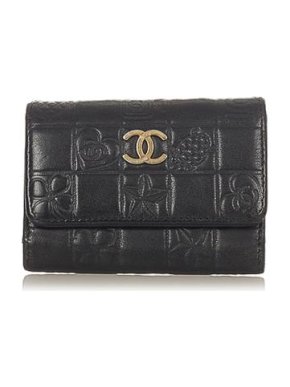 Chanel Black Leather Icons  Key Holder
