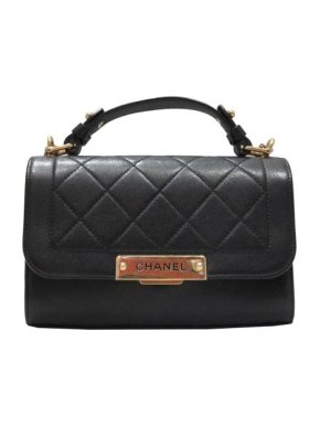 Chanel Black Leather Matelasse Flap Satchel