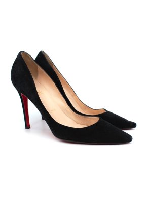 Christian Louboutin Black Suede Kate 100 Heeled Pumps
