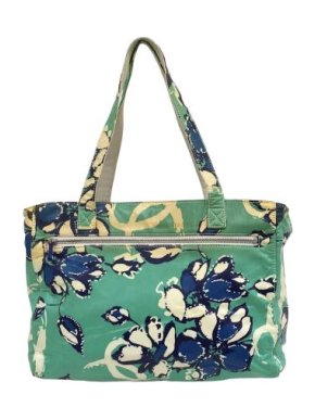 Chanel Green Floral CC Print Canvas Tote Bag