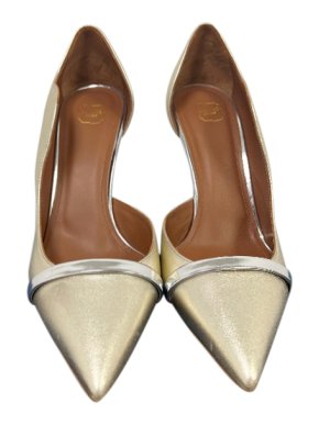Malone Souliers Metallic Gold & Silver Leather Heeled Pumps